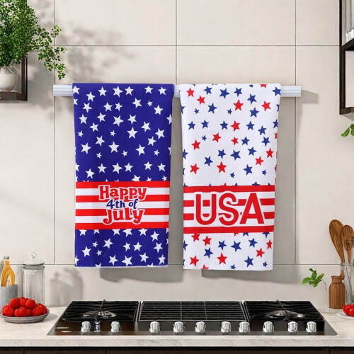 Torchon de cuisine 4 juillet, coton/polyester, 45 x 70 cm