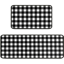 2-Piece Kitchen Runner Rug Set Black and White