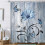 Cortina de chuveiro floral com margaridas azuis, 152 x 178 cm (60 x 70 polegadas). 1