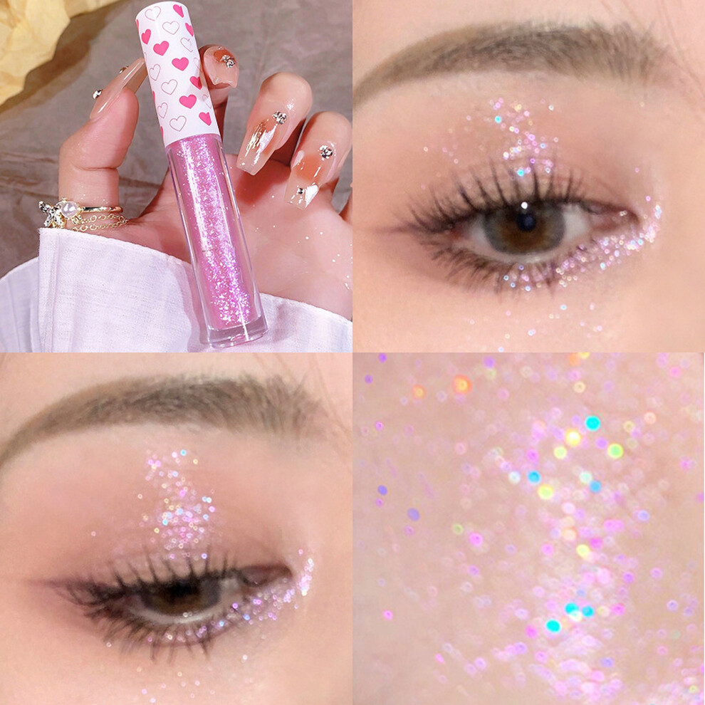(A) Liquid Eyeshadow Pearlescent Sequins Brightening  Glittery Silkworm Color Eyeshadow Liquid Highlight Makeup Female