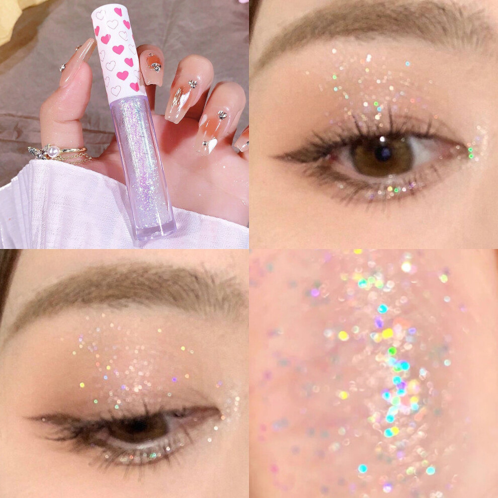 (E) Liquid Eyeshadow Pearlescent Sequins Brightening  Glittery Silkworm Color Eyeshadow Liquid Highlight Makeup Female