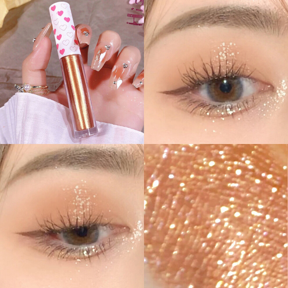 (F) Liquid Eyeshadow Pearlescent Sequins Brightening  Glittery Silkworm Color Eyeshadow Liquid Highlight Makeup Female
