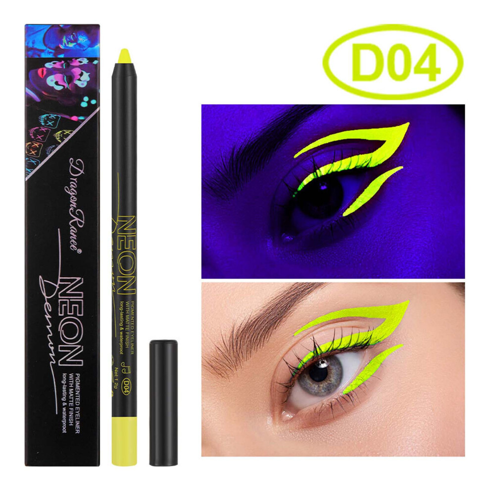 (D) Eyeliner Colorful Fluorescent Eye Shadow Pen Makeup,  Non Halo, Halloween Cos,1.2g