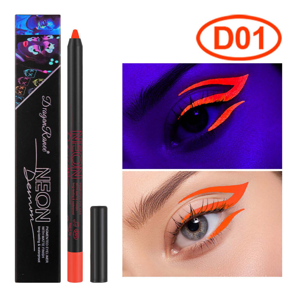 (A) Eyeliner Colorful Fluorescent Eye Shadow Pen Makeup,  Non Halo, Halloween Cos,1.2g