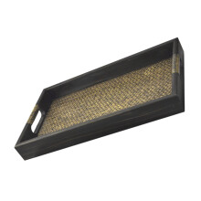 Serviertablett aus Bambus, 31 x 25 cm, Snackteller aus Holz