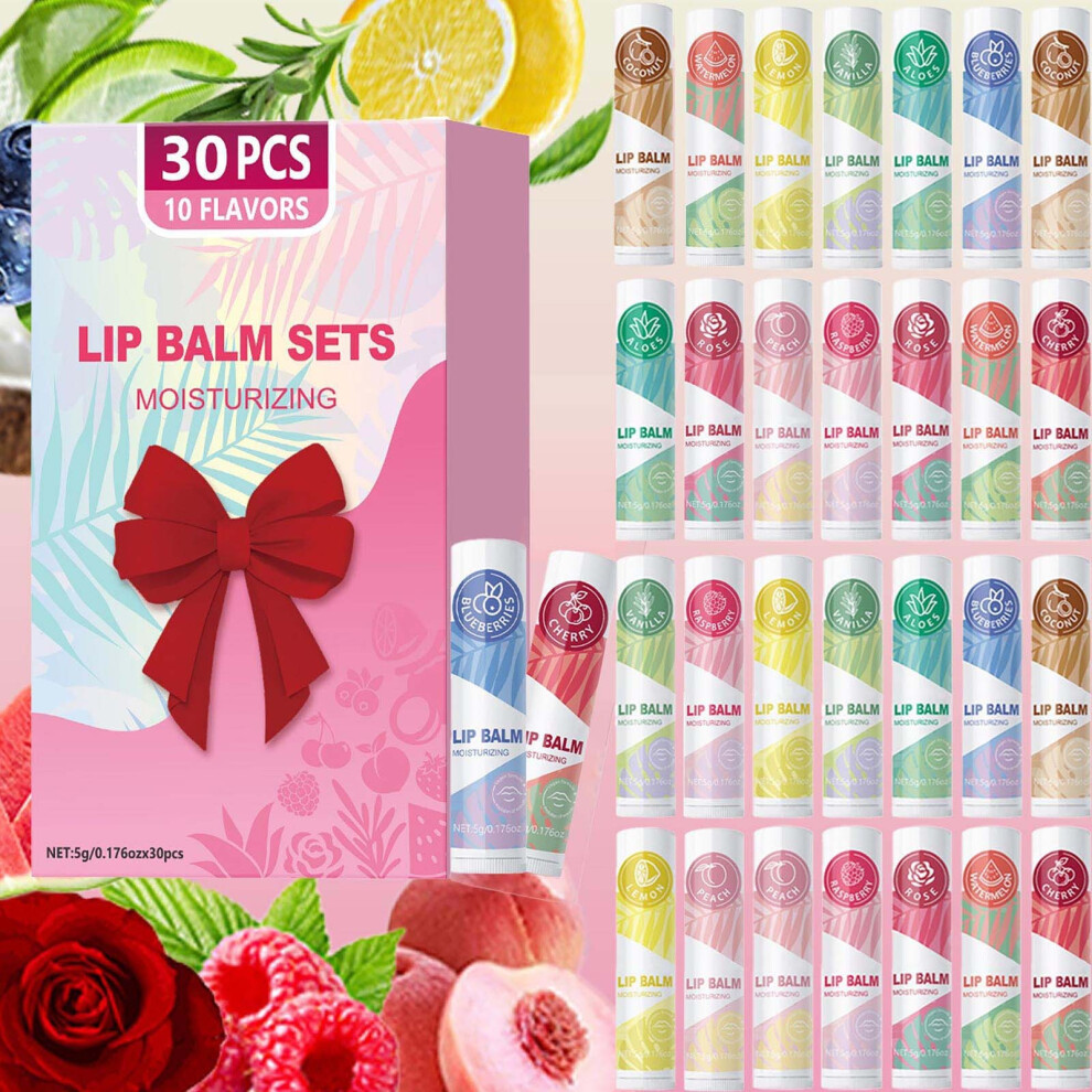 (white) 30PCS10 Lip Balm Set Deep Moisturizing Lipstick Enhances Lip Color 150g