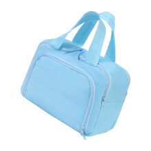Women Cosmetic Case Double Opening Large Capacity Portable-Blue