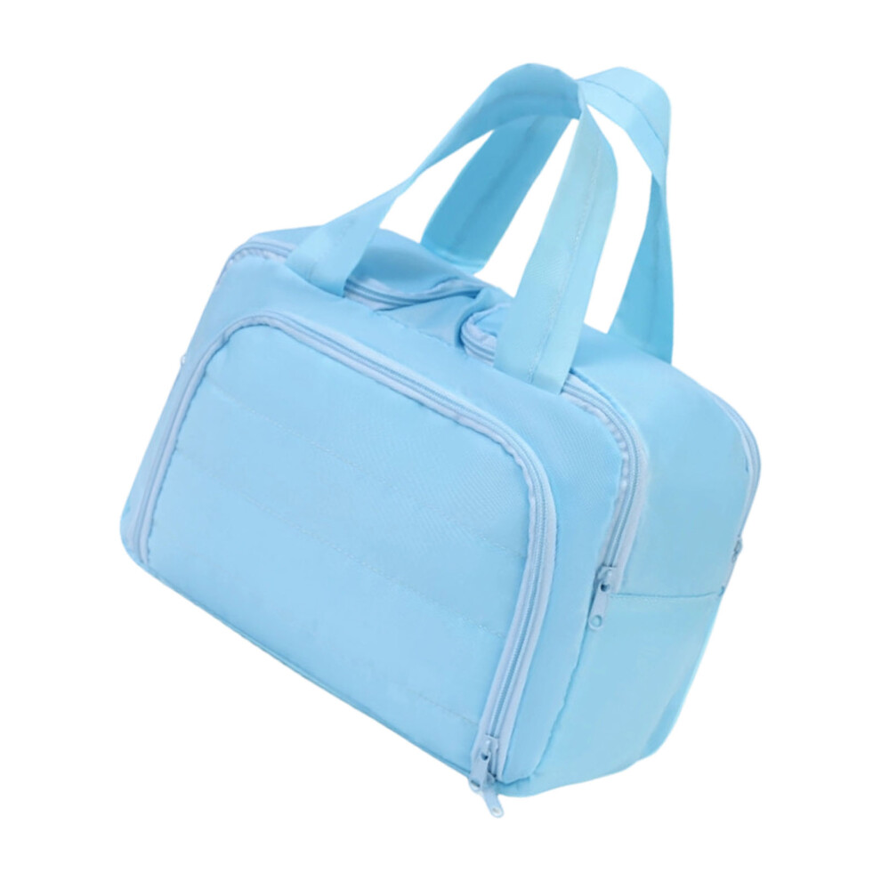 Ample Storage Double Opening Toiletry Case Chic Hand Held-Blue