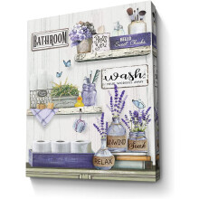 Quadro decorativo em tela estilo fazenda, com lavanda roxa.