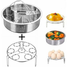 Cesto de aço inoxidável para cozinhar a vapor na panela de pressão elétrica.