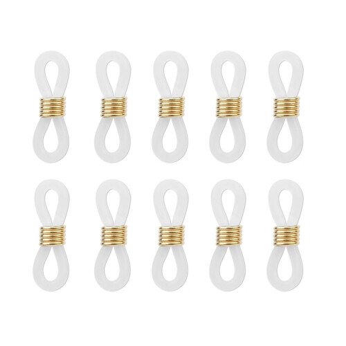 Silicone Eyeglass Chain Ends with Clasps - 10 Pieces Gold