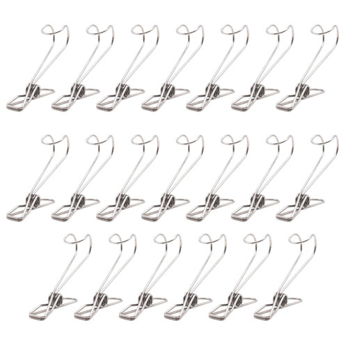 20-Pack Stainless Steel Utility Clips with Hook