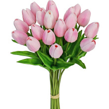 10 stk. knallrosa kunstige tulipaner – 33 cm silkeaktige blomster
