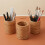 3Pcs Round Khaki Rattan Pen Cups Versatile Desktop Pencil Holders 3