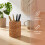 3Pcs Round Khaki Rattan Pen Cups Versatile Desktop Pencil Holders 5