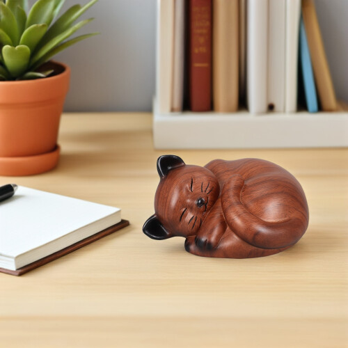Durable Resin Cat Ashes Box Small Pet Memorial Urn Light Brown 2