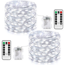Guirnalda de luces LED de 200 luces a pilas, 20 metros, luz blanca cálida