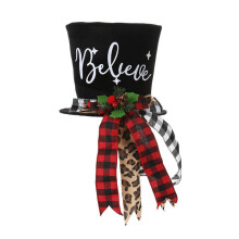 Christmas Tree Topper Hat with Bow – Black or Red
