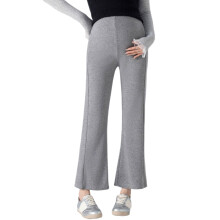 Maternity Pants with Flare Cropped Leg To Elongate-light gray M