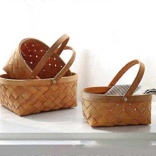 Handmade Rattan Storage Container Storage Basket Wooden Storage Basket with Handle Storage Container 2