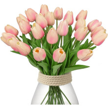 Tulipas artificiais com toque realista, 34 cm (13,5 polegadas), 10/20/24 unidades