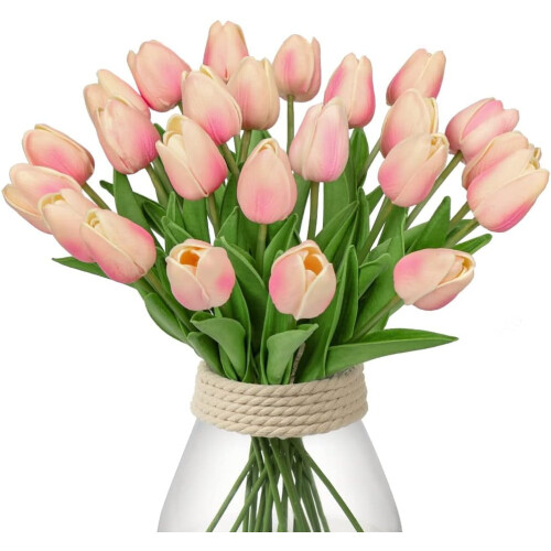 Tulipas artificiais com toque realista, 34 cm (13,5 polegadas), 10/20/24 unidades