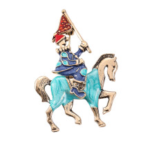 Knight Horse Shaped Brooch for Coats and Jackets Clothing-Blue