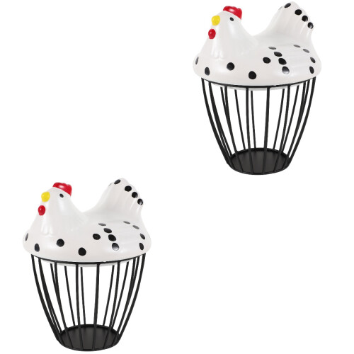 2Pcs Reliable Multi-Color Egg Basket Made with Metal and Ceramic 1