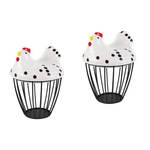 2Pcs Reliable Multi-Color Egg Basket Made with Metal and Ceramic 2