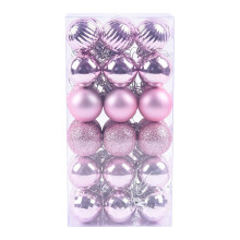36pcs Pink PVC Christmas Ball Ornaments 4cm