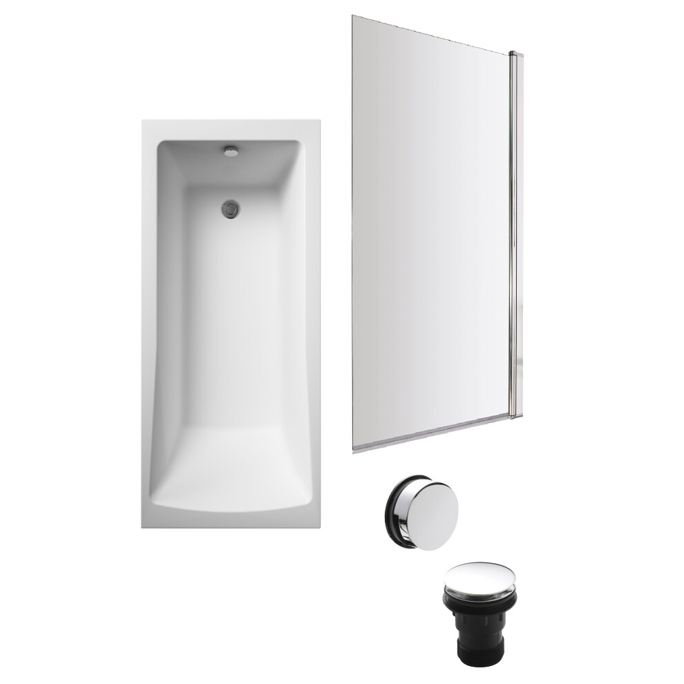 Balterley Square Single Ended 1700X700 With Leg Set & Chrome Screen & Chrome Waste