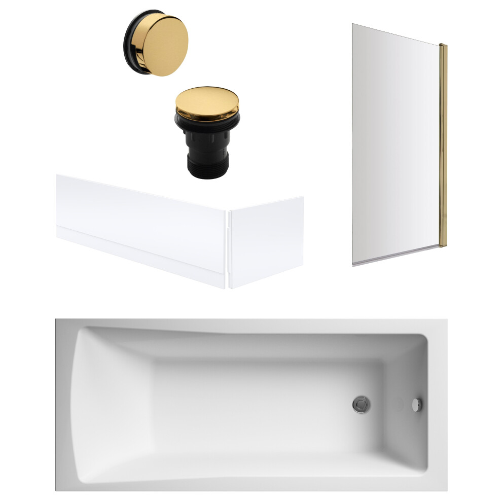Balterley Square Single Ended 1700X700 With Panels & Brushed Brass Screen & Waste