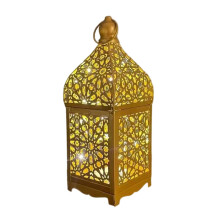 Vintaged Iron Hollow Out Candle Holder Led Lamp European-S Gold