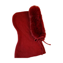 Oversized Knitted Trapper Hat for Outdoor Warm-Wine Color