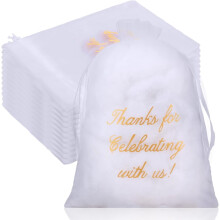 Vita tackpåsar i transparent organza 10 x 15 cm 100 st