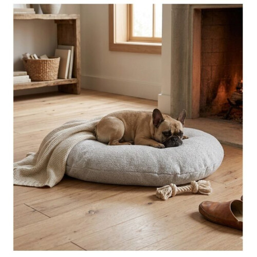Cuscino ovale sfoderabile per cane 50 x 60 cm grigio chiaro