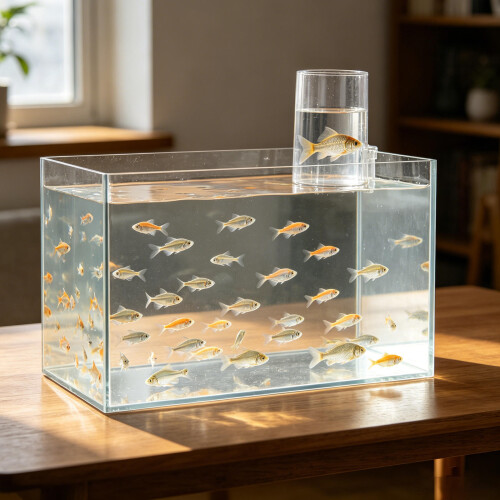 Plastic Fish Tank with Auto Refill and Space-Saving Hanging Design