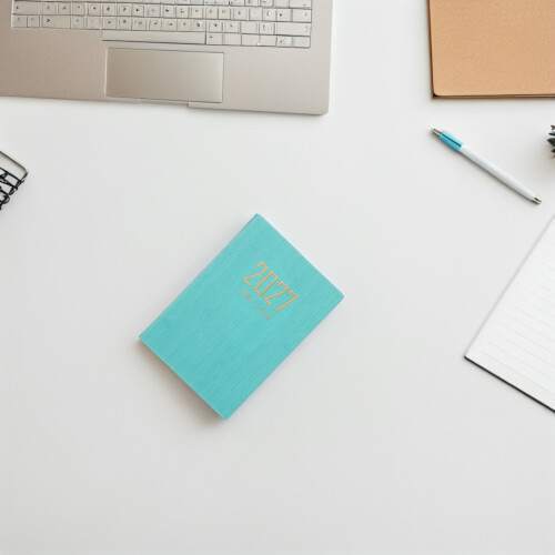 Compact Sky-Blue 2027 Daily Task Planner Notebook Paper & PU Cover