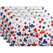 Σουπλά Red Blue Star Heart 4th July Hearts, σετ 4 τεμαχίων