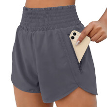 Women's Athletic Shorts High  Running Short-Dark Grey XXXL