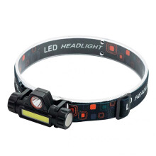 Lampada frontale con angolo regolabile, utilizzabile a mani libere, impermeabile e con doppia modalità LED, ricaricabile tramite USB, ad alta