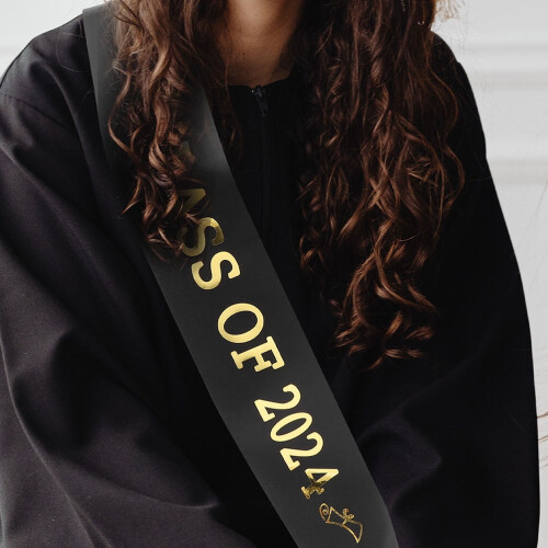 2024 Graduation Sash Black Satin Shoulder Strap 1