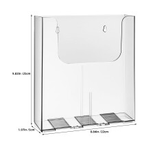 3St Transparante Acryl Wand Brochurehouder - Document Organizer