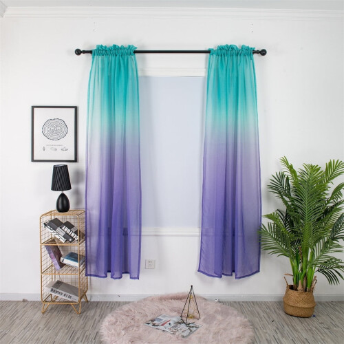 Bifavgk Gradient Tulle Door Curtain Panel 1 Pc Purple 2