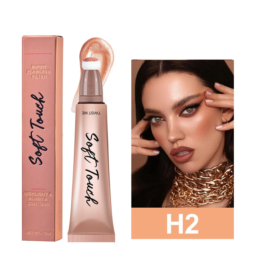 Pink (Pink) Liquid Highlighter Wand Liquid Highlighter Makeup Wand For Luminous Glowing Buildable Vegan Cruelty-Free Highlighter Stick 12Ml
