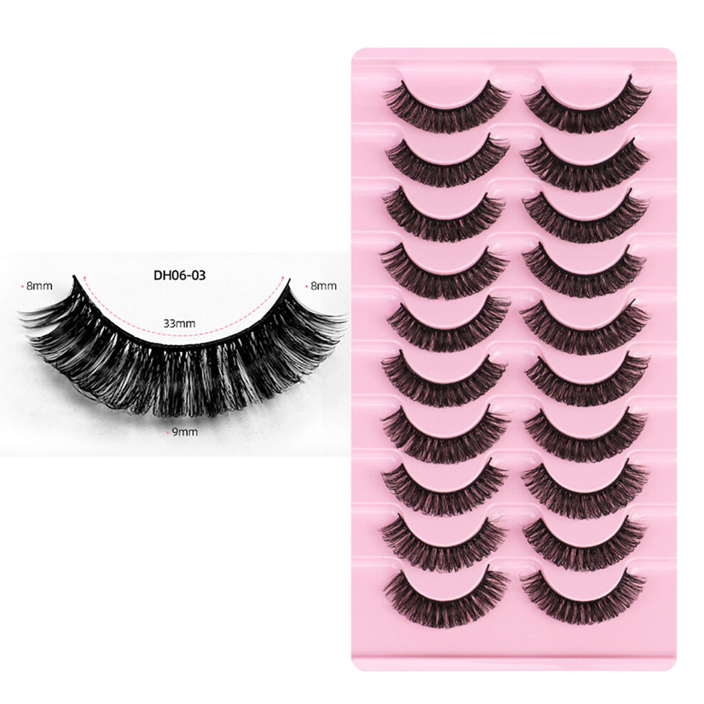 (C) False Eyelashes Russian Strip Eyelashes Natural Faux Mink Eyelashes Slim And 10mm False Eyelashes 10 Pairs Pack