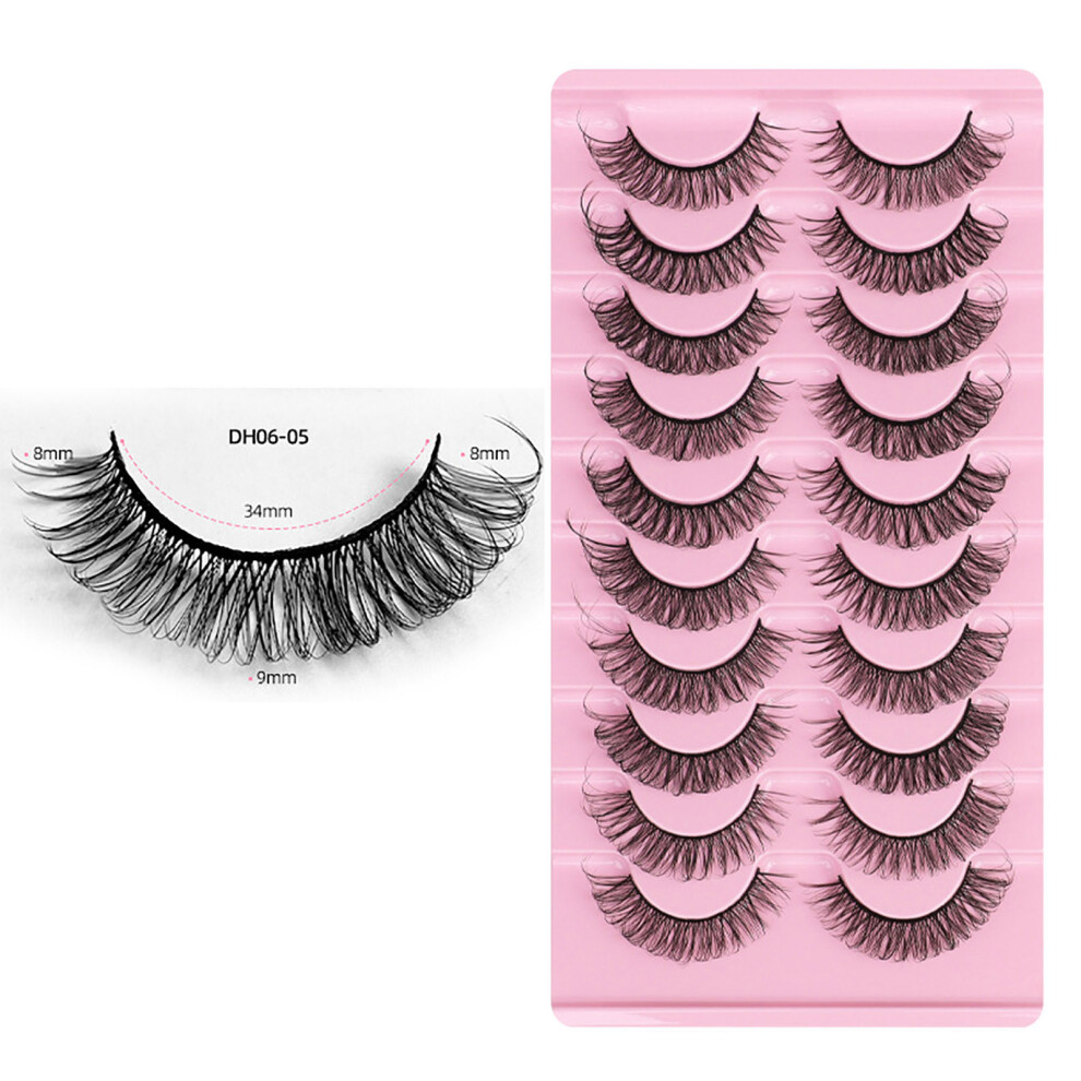(E) False Eyelashes Russian Strip Eyelashes Natural Faux Mink Eyelashes Slim And 10mm False Eyelashes 10 Pairs Pack