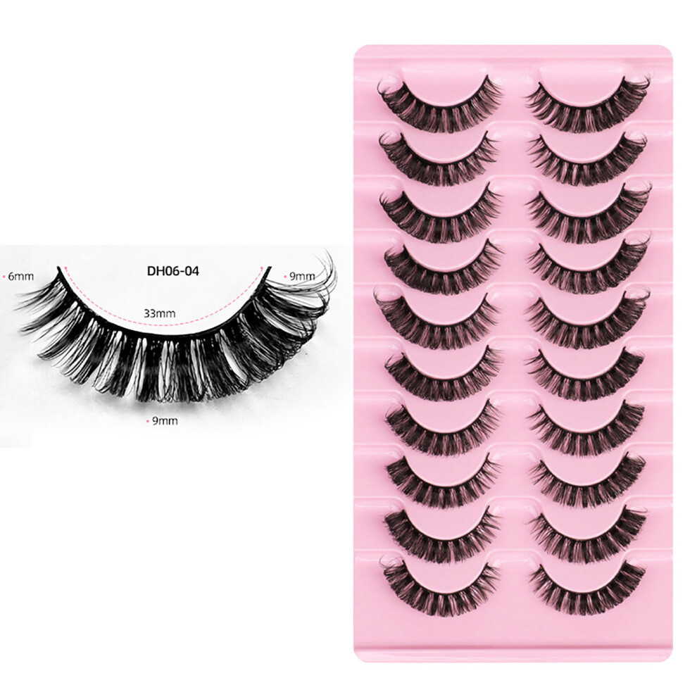 (D) False Eyelashes Russian Strip Eyelashes Natural Faux Mink Eyelashes Slim And 10mm False Eyelashes 10 Pairs Pack