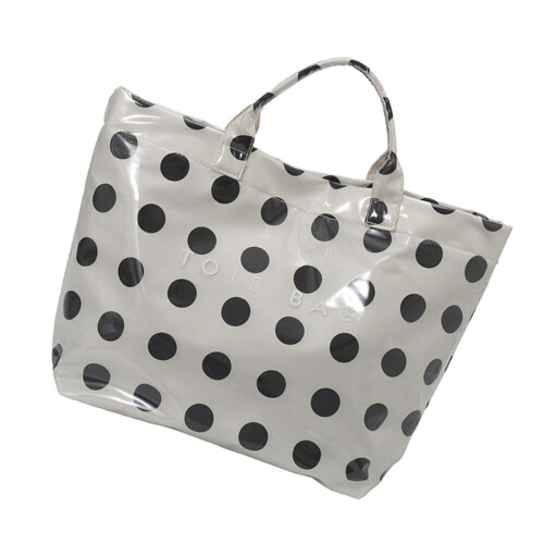 Lightweight Dot Handbag Large Capacity PVC Beach Bag Wear-Black