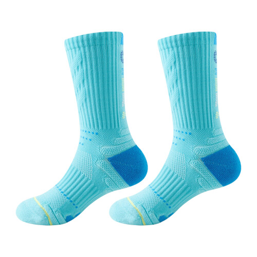1 Pair Stretchable Athletic Sock Cotton Texture-lake blue XL